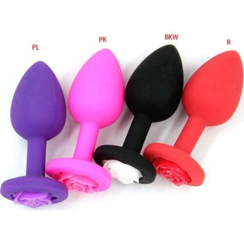 4 Colors Anal Sex Trainer Silicone Rose Butt Plugs Stimulation for Starter Beginner Men Women Couples 2.8x7.5cm