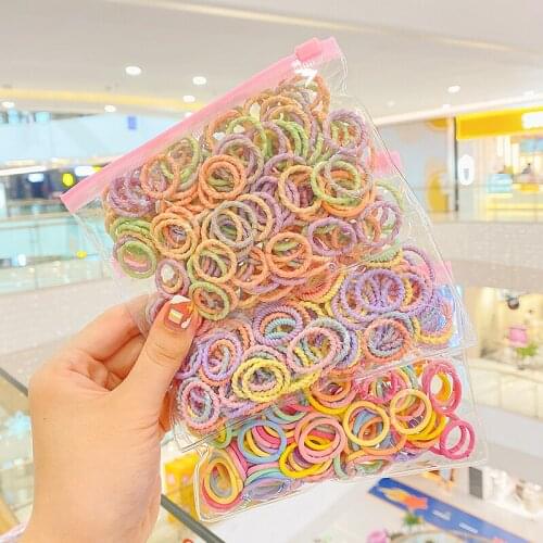 50/100 Pcs/Set Baby Girls Cute Colors Thumb Circle Elastic Hair Bands Children Soft Scrunchies Rubber Bands Kid Hair Accessoires