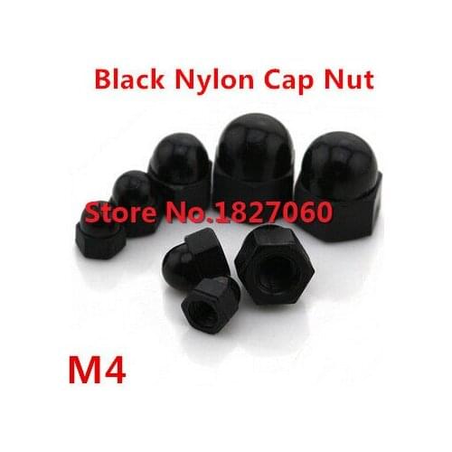 500 Pieces M4 Black Nylon Acorn Dome Head Hex Angel Nut DIN1587 Cap Nuts