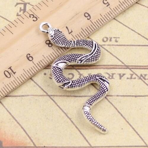 6pcs Charms Snake Cobra 53x23mm Antique Bronze Silver Color Pendants Making DIY Handmade Tibetan Finding Jewelry For Bracelet