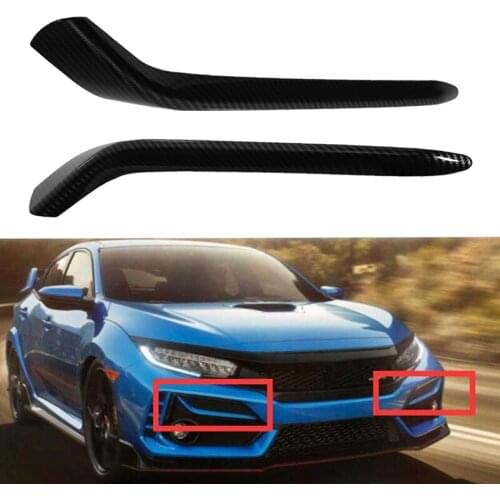 AU04 -for Honda Civic Hatchback 2019-2020 Car Carbon Fiber Front Fog Light Lamp Cover Trim Molding Bezel Garnish Stickers