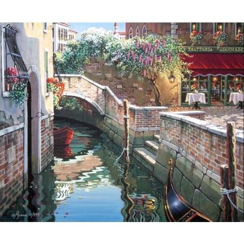 Free shipping Mediterranean venice boat landscape oil painting canvas prints printed on canvas wall art decoration picture