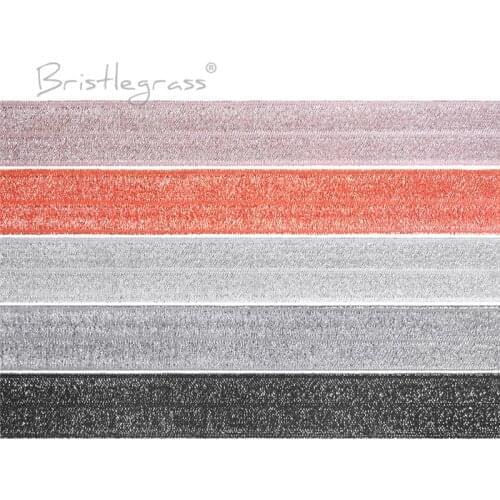 BRISTLEGRASS Wholesale 50 Yard 3/4" 20mm Silver Glitter Fold Over Elastics FOE Spandex Bands Hair Tie Headband Dress Sewing Trim