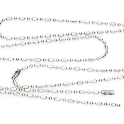 2Pcs/Lot 2.4mm Stainless Steel Ball Beads Chain Necklaces Connector Floating Keychain Women Gift Jewelry Accessories