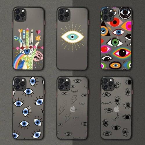 Turkish lucky Blue Evil Eye Phone Case matte transparent For iphone 7 8 11 12 plus mini x xs xr pro max cover
