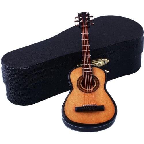Hobbies Wooden Guitar Miniature with Decor Mini Gifts Case Acoustic Collection Guitars Instrument Stand Musical Dollhouse