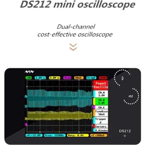 DS212 Digital Storage Oscilloscope Handheld Mini Portable Auto Maintenance Analysis Dual Channel Vertical Range Signal Frequency