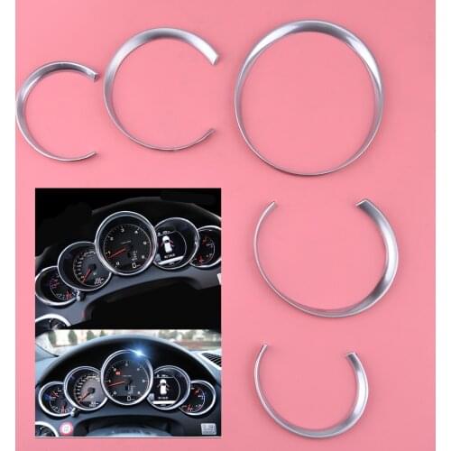CITALL Silver 5pcs Chrome Dashboard Meter Ring Speedometer Gauge Cover Console Display Trim fit for Porsche 911 991 2011-2015