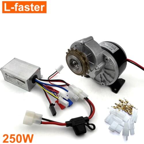 Freewheel 250W Electric Bicycle Gear Motor With 16 Teeth Flywheel Gear And Electric Brush Controller With Fuse Cable