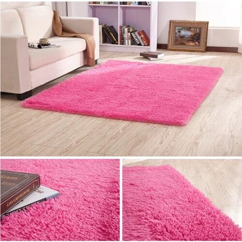 European modern rectangular long hair carpet anti-slip silk floor mat living room coffee table rug bedroom bed thick blanket