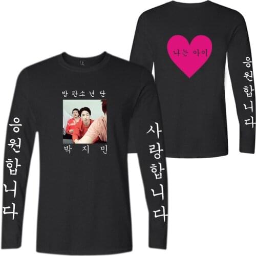 Kpop Bangtan Boys T-shirt Korean alphabet print casual men and women long sleeve T Shirt high quality cotton Tshirt Tee clothes