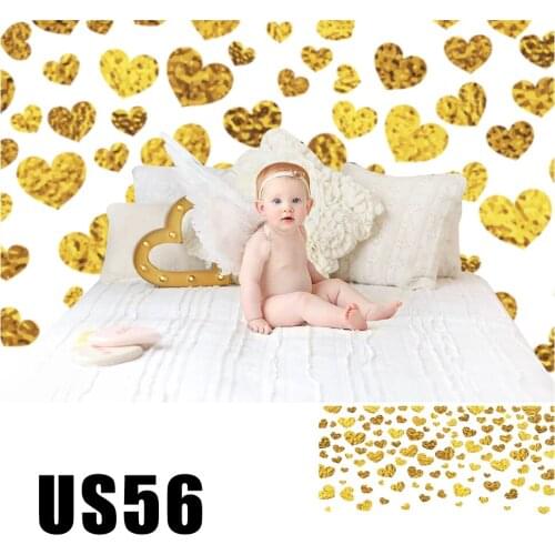 HUAYI Photography Backdrop Valentine Gold Bokeh Love Hearts Photobooth Background Newborns Baby Child Studio Backdrops US-56