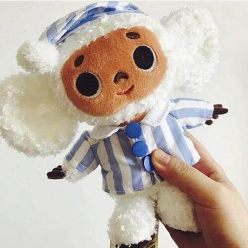 Kawaii Cheburashka Plush Toy Big Ears Monkey With Clothes Soft Doll Russia Anime Baby Kids Sleep Appease Doll Toys For Children