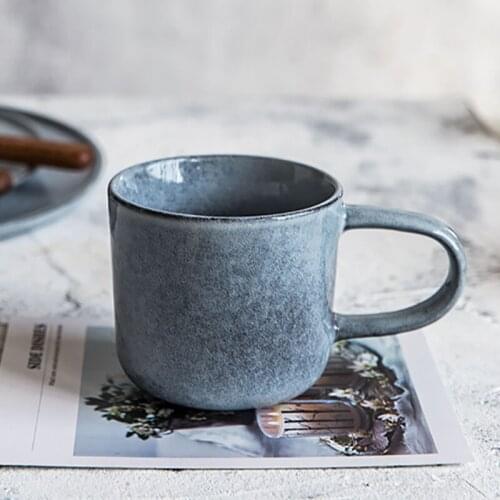 Japanese Style Retro Ceramic Coffee Cup Large Capacity Ceramic Breakfast Milk Mug Modern Home Office Afternoon Tea Tea Cup 230ml