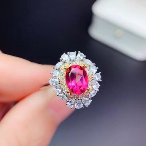 CoLife Jewelry Luxury Gemstone Silver Ring for Party 6mm*8mm VVS Grade Pink Topaz Ring 925 Silver Topaz Jewelry