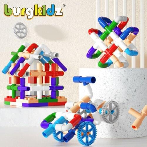 DIY Pipe Building Blocks Pipe Tube Brick Toy For Children Educational Montessori Toy Tunnel For Kids 3 Years Old Constructor Toy