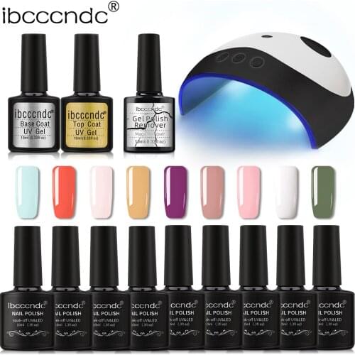 Nail Kit Professional Set 36W UV LED Lamp Nail Dryer 9 Color 10ml Gel Nail Polish Base Top Coat Burst Magic Nail Remover Tools