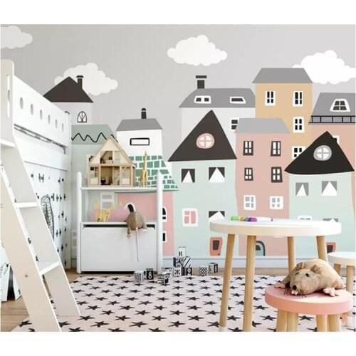 Custom Mural Wallpaper For Kids Room Hand Painted Small House Children Room Bedroom Decorative Wallpaper Murals Papel De Parede