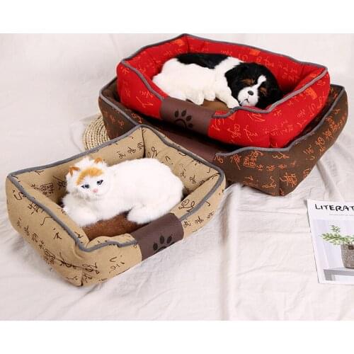 New Plush Pet Nest Cats Mats Warm Dogs Beds Teddy Small and Medium Sized Mat Fashion Printed Pet House Thiick Warm
