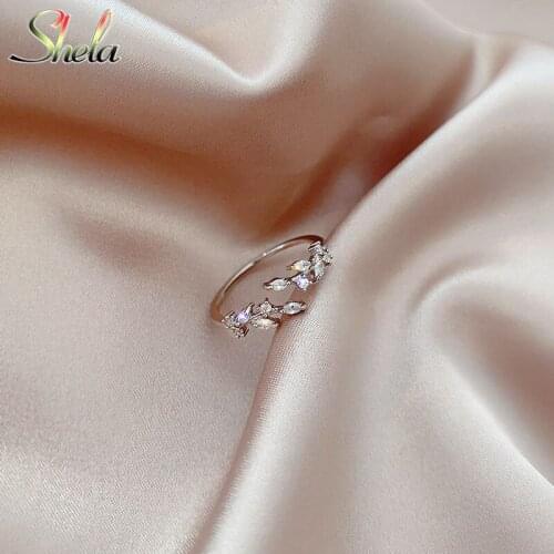 Open Adjustable Zircon Leaf Finger Ring Sweet Simple Korean Fashion Jewelry Accessories For Women Girl Wholesale Dropship
