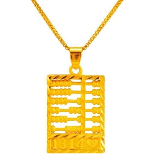 Abacus Necklace 24K Gold Pendant Necklaces for Women Heart Number Promise Anniversary Wedding Statement Necklace Jewelry Gift
