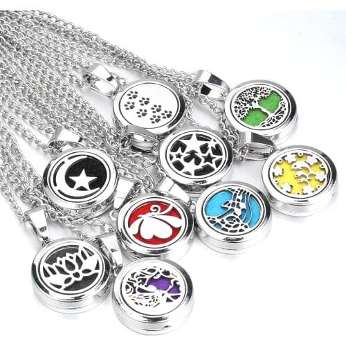 New Aromatherapy Necklace Small Essential Oil Diffuser Necklace Magnetic Stainless Steel Open Locket Pendant Perfume Necklace