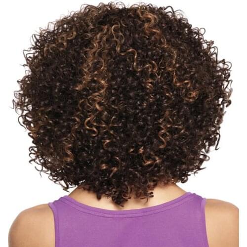 Synthetic Medium Wild Curl Up Wig Afro High Temperature Resistant Brown