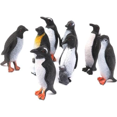 Plastic Penguin Ocean Animal Toy Model Gift 8pcs Black + White