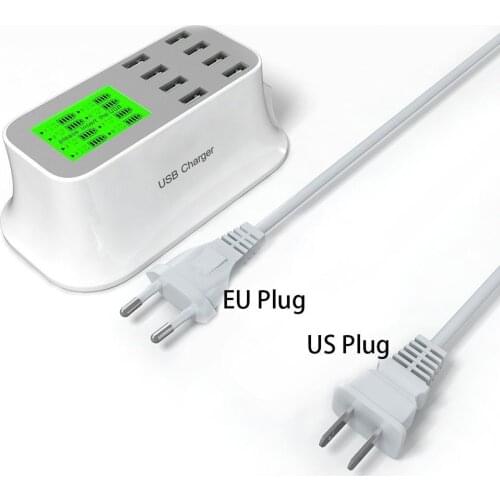 8 Ports Portable USB Wall Charger Smart Charging US OR EU Adapter USB Socket With LED Green Display For smart phone Universal LN
