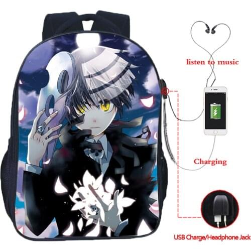 SOUL EATER USB Charging Travel Backpack Death the Kind Mochila Boys Girls School Backpacks Book Knapsack Anime Daily Rucksacks