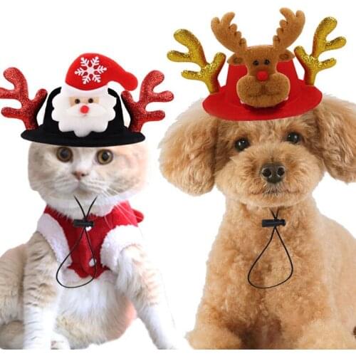 Dog Santa Hat Pet Halloween Christmas Santa Claus Antlers Cap Cat Funny Headwear Dress Up Pet Accessory Medium Large Dogs