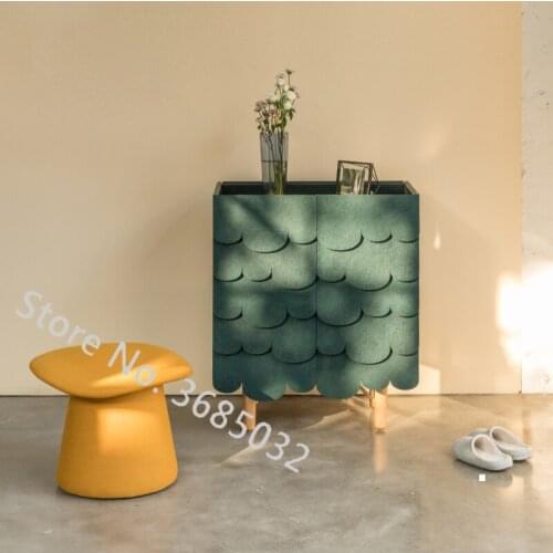 Nordic Creative Shoe Change Stool Bowler hat shape Low Stool Two-way Sitting Solid Wood Frame with Non-slip Rubber Pad