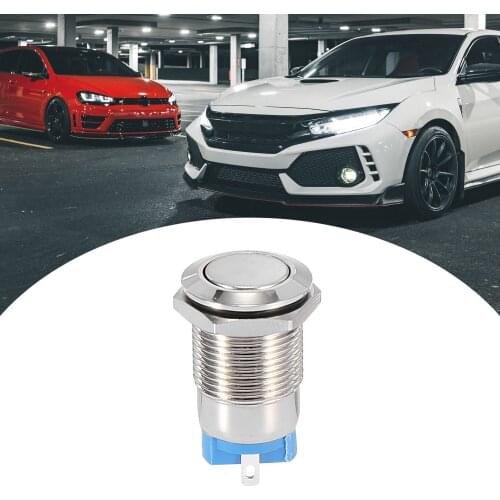 Uxcell 12mm 2 Pin Car Push Button Switch Momentary Latching Metal On Off Power Button Switch for Car Motor