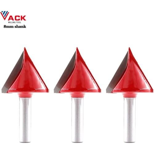 VACK 1PC 8mm shank V Bit CNC solid carbide milling cutter end mill for Wood 60 90 120 150 deg tungsten woodworking milling Tools
