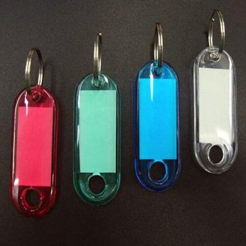 100pcs Blank Crystal Rectangle Keychains luggage tag Insert Photo Keyrings key card number-Free Shipping