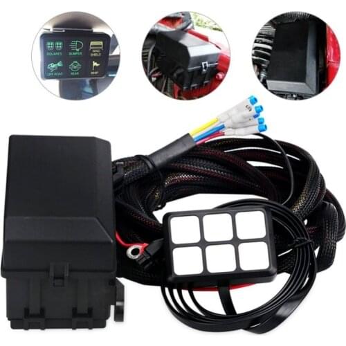 DC 12V 6 Gang Switch Panel Electronic Relay System Circuit Control Box Waterproof Fuse Relay Box Wiring Harness Assemblies For C