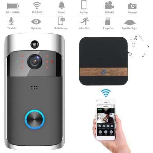 1280*720P Multi function motion detection doorbell Wifi Wide Angels Visual doorbell Wireless Smart System Kit With Indoor Bell