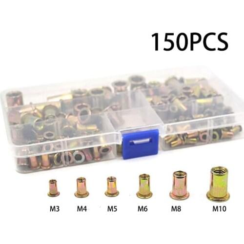 140PCS M3 M4 M5 M6 M8 M10 mixed rivet Nut Nutsert Fasteners Zinc Plated Carbon Steel Threaded Insert Nutsert