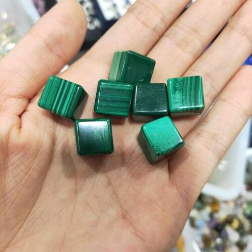 2pcs 100% Natural Real Malachite Stone Cubic Crystal Cube Collectible Minerals Specimen for Home Decor DIY Jewelry Making