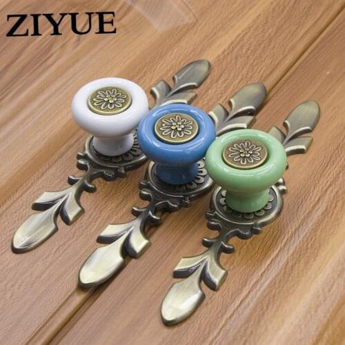 2PCS/LOTColorful Bronze Ceramics Drawer Door Knobs Cabinet Handles Cupboard Home Kitchen Pull Handle Furniture Hardware