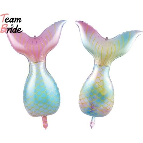 Team Bride 2pcs Mermaid Tail Balloons Multicolor Aluminium Foil Balloon Wedding Birthday Party Decoration Baby Shower Supplies