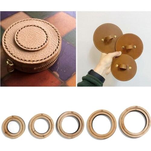 5 Pieces Wooden Die Cutting Leather Mold Round Shape Cutting Mold for Bag Keychain Jewelry DIY Leather Crafts