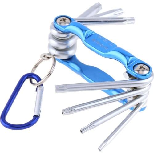 7pcs/set Multifunctional Combination Chrome Vanadium Steel Folding Hex Wrench with Plum Head and Key Ring for Maintenance