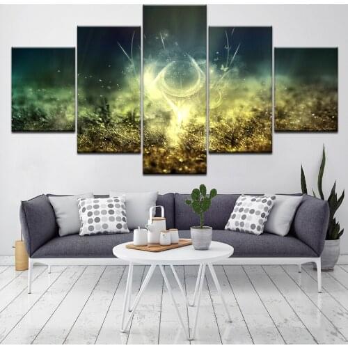A Blight grass landscape 5 Piece Canvas Wallpapers modern Poster Modular art painting for Living Room Home Decor