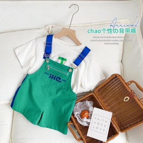 Childrens Jumpsuit Summer New Baby Boys Girls Short Overalls Casual Letter Fashion Kids Shorts Pants 2-7 Years Toddler Overalls