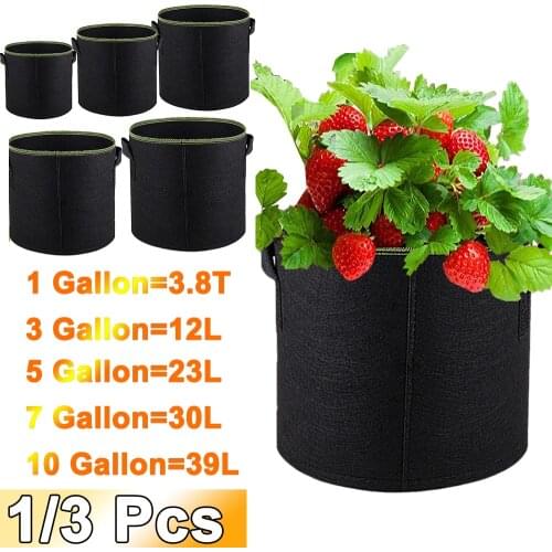 Breathable Plant Grow Bags Gallon Fabric Seedling Bag Felt Planting Bucket Flower Vegetable Home with Handles Pots Garden Tools