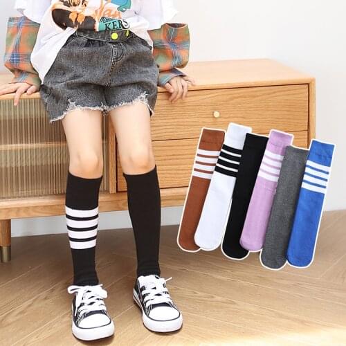 Spring baby girls cotton socks for kids children boys Asymmetry stripe High over Knee warm socks lovely new long leg ankle socks