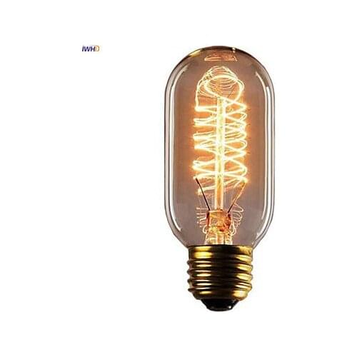 IWHD T45 Lampara Vintage Retro Lamp Edison Light Bulb E27 40W 220V Industrial Decor Edison Bulb Lamp Ampoule Bombilla Gloeilamp