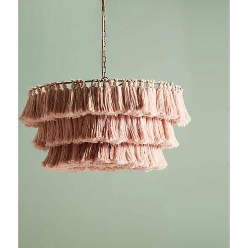 Fringe chandelier designer decorative Cotton Bohemian style light fixtures for ceiling E27/LED art foyer chandelier
