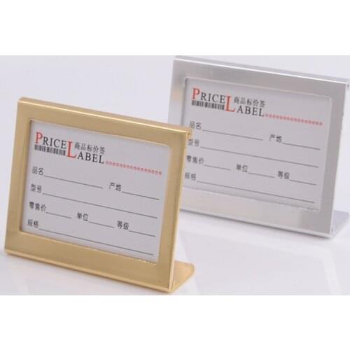 Small Size L Shape Aluminum Table Sign Price Tag Label Display Stand Price Paper Card Holder For Supermarket ,gift store